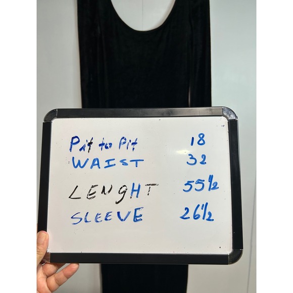 Vtg Laundry Shelli Segal Black Velvet Long Sleeve Scoop‎ Neck Midi Dress Size M - Picture 6 of 8